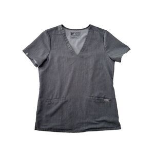 Figs Scrub Top Womens Small Gray Pocket Technical Collection V Neck Medical